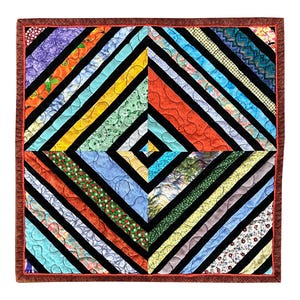 Handmade Scrappy Quilted Table Topper: Colorful Accent Mat (18.5&quot; Square)