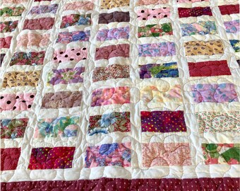 Baby Quilt für Mädchen, handgefertigte Patchworkdecke, Patchworkdecke, versandfertig - 130 "x 51"