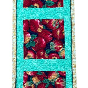 Apple Quilted Table Runner, Handmade, Patchwork Runner, Modern Table Runner, Centerpiece Mat, Quilted Table Mat 9 wide x 23-3/4 long image 6