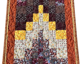 Quilted Table Runner, Handmade, Earthtone - 13-3/4” wide x 19-3/4” long