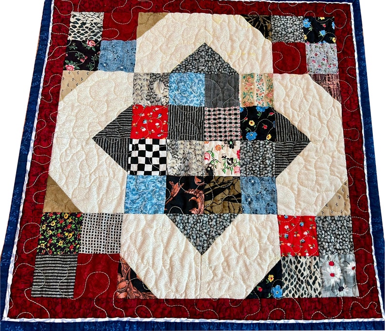 Handmade Quilted Table Topper, Quilted Table Runner, Patchwork Runner, Quilted Wall Hanging, Modern, Centerpiece Mat, Quilted Table Cloth image 3