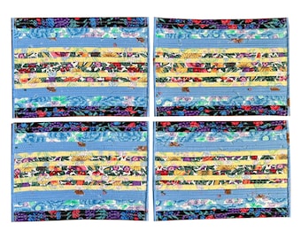 Handmade Quilted Jelly Roll Placemats - Available in Set of 2 or 4