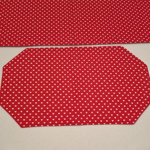 Valentine Table Runner~ Valentine Coasters ~ other side Solid red for Christmas and July 4th ~ Home Décor ~ Reversible ~ Drink Coasters ;o)