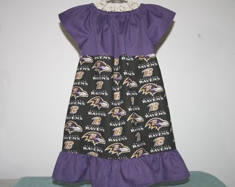 Girls Ravens Football Dress ~ Wear year round with just a T ~ Infant Toddler Youth football dress  ~Little Girl Ravens dress ~Sizes 6 Mo~6/7