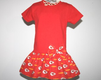 Girls KANSAS CITY FOOTBALL Dress ~ Chiefs Team Colors for Game Day ~ Infant and Toddler Football dresses ;o)