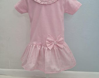 18Mo ~ 24 Mos PINK GINGHAM CHECK T shirt Dress Perfect for Playdates and visits with family and friends