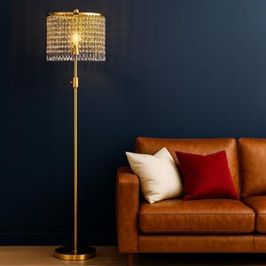 Dimmable Crystal Floor Lamp - Modern Customizable Gold Standing Lamp - standing light