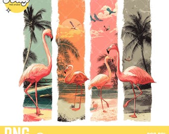 Cute Pink Flamingo PNG, Tropical Beach Clipart, Summer Sublimation Design, Vacation Aesthetic, Instant Download