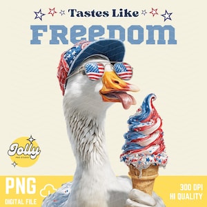 Tastes Like Freedom Shirt Silly Goose – grappig patriottisch T-shirt van 4 juli, afdrukbaar Amerikaans ijs, retro Americana-esthetiek