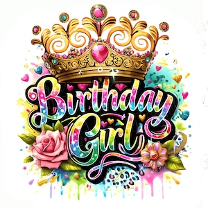 Birthday Girl Png, Sublimation Design, Birthday Sublimation, Colorful Png, Leopard Png, T-Shirt Design, Instant Digital Download Png, DTF