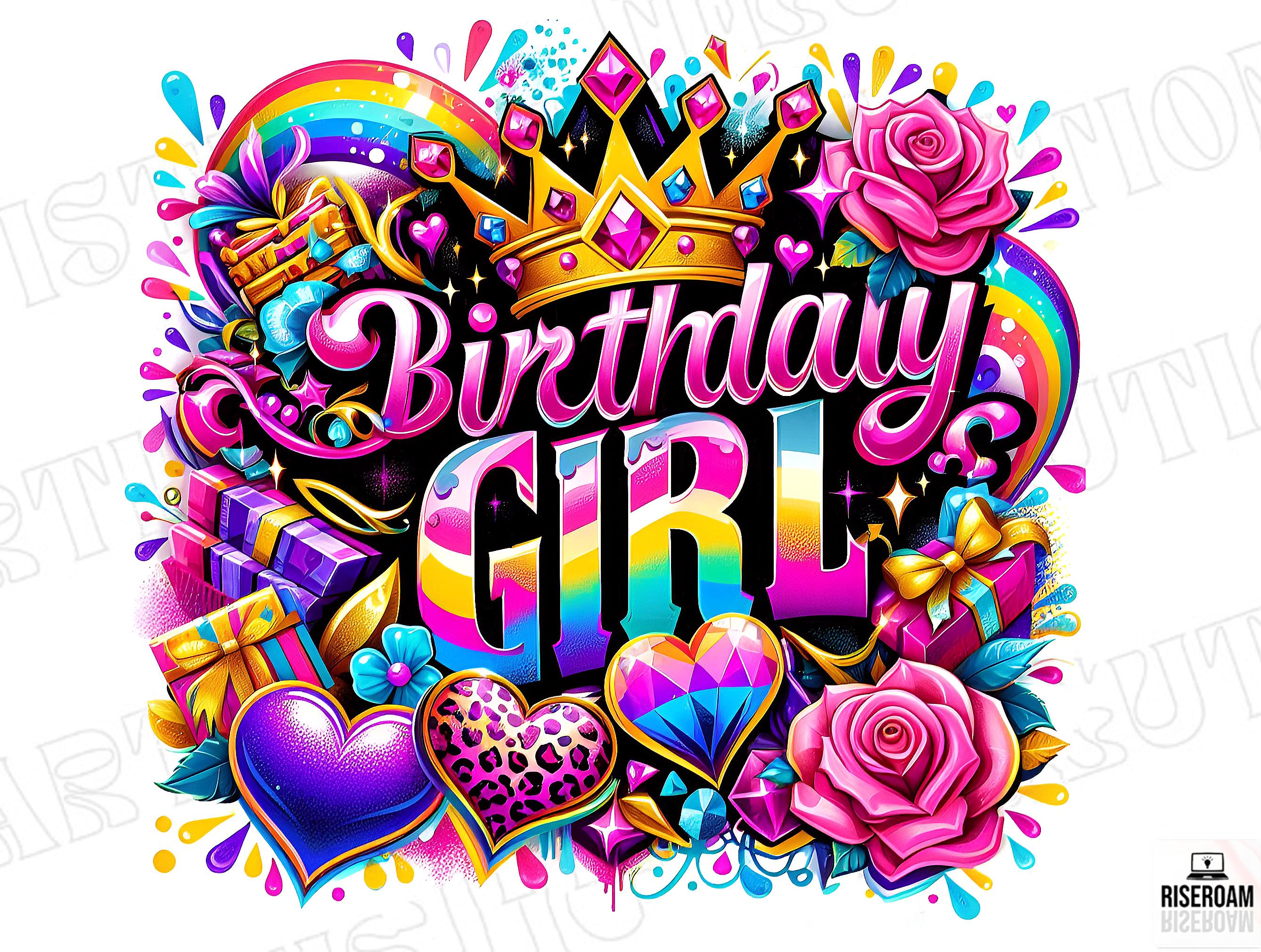 Menina de Aniversário PNG, Design de Sublimação, Sublimação de Aniversário, PNG Colorido, Leopardo PNG, Design de Camiseta, PNG, DTF (Download Digital)