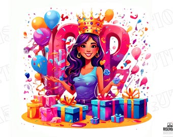 Menina de aniversário PNG, design de sublimação, sublimação de aniversário, PNG colorido, leopardo PNG, design de camiseta, PNG, DTF (download digital) 2