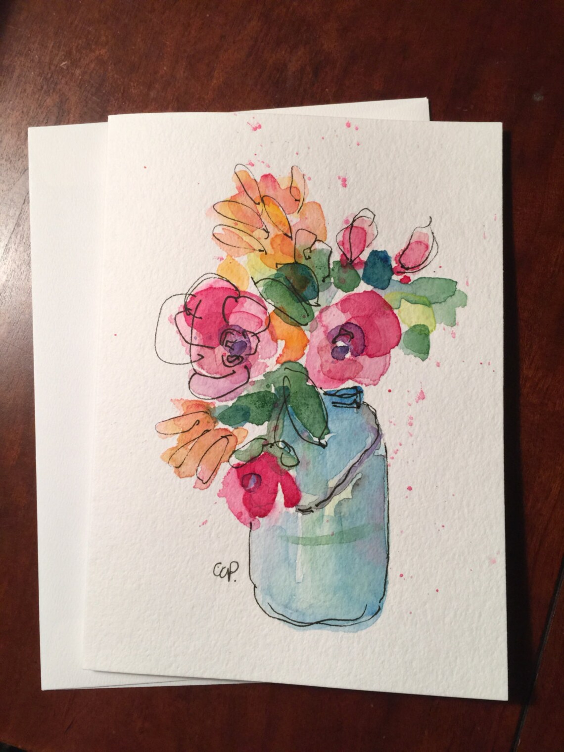 Flowers Watercolor Card / Hand Painted Watercolor Card Etsy