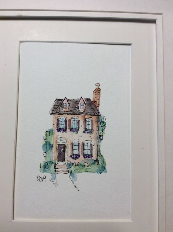 Cute House Watercolor Card / Hand Painted Watercolor Card Etsy
