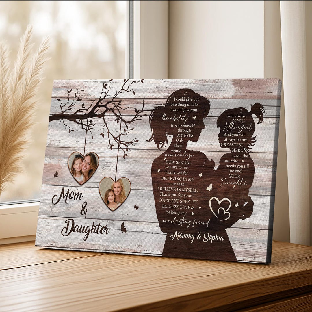 Personalized Mom and Daughter Photo Canvas: Mother Daughter Love Wall ...