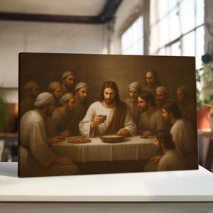 The Last Supper Canvas Wall Art, Jesus and Disciples Religious Painting, Christian Home Décor, Biblical Artwork for Living Room & Church