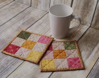 Wildflowers Patchwork Quilted Mug Rugs - Set of 2