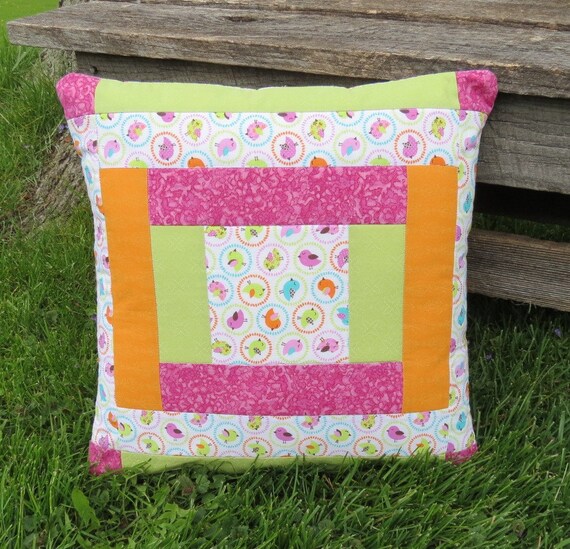Tweet - Tweet Sweet Little Birdies Quilted Pillow Cover