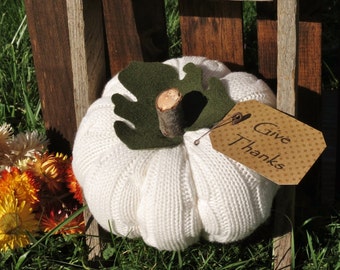 Give Thanks White Pumpkin Primitive Pumpkin Harvest Pumpkin Decoration