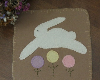 Bunny Hop Penny Rug - Easter Bunny Candle Mat