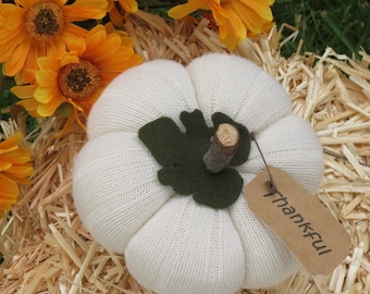 THANKFUL Harvest White Pumpkin Primitive Pumpkin Harvest Pumpkin Decoration