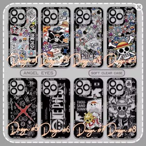 Custodia per iPhone One Piece – Cover per telefono anime, design dei pirati di Cappello di Paglia, antiurto e sottile – Custodia trasparente per telefono, idea regalo Otaku