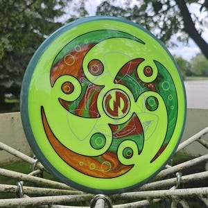 Axiom Neutron Hex Midrange Driver w/ FlyDro Design (Dyed Disc Golf Disc by Isidro's Disc Dyes)