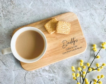 Personalised Tea & Biscuit Board – Engraved Wooden Treat Platter – Gift for Mum, Dad, Granny, Grandma, Grandad, Papa – Custom Message.