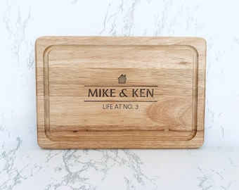Tabla de cortar de madera grabada personalizada, regalo familiar personalizado