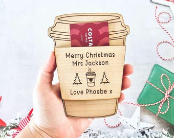 Personligt presentkortshållare för lärare, kaffekopp, julklapp till lärare, presentkort med varm dryck, present till terminsslut, Starbucks, Costa