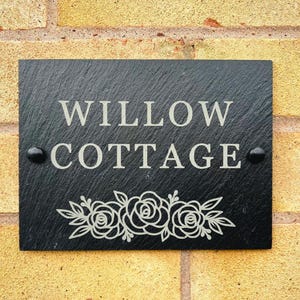 Personalised Engraved Slate House Sign: Rustic Door Number Plaque