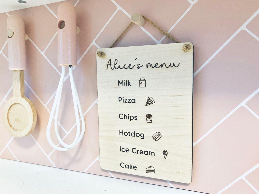 Kitchen Sign Eyfs Personalised Childโs Play Kitchen Sign | Kids Kitchen Cafe Menu ...