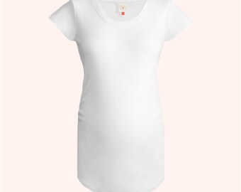 Camiseta blanca de maternidad personalizada de algodón orgánico, camiseta de embarazo ética, regalo para futuras mamás o ropa de maternidad para el día a día. Regalo para embarazadas.