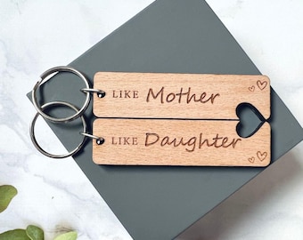 Mum and Daughter Matching personalised Keyring, Pair of Keyrings, Like Mother Like Daughter, Mothers Day, Birthday, Christmas Gift, Keyring
