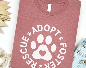 Rescue Adopt Foster Shirt: Paw Print Cotton Blend Tee