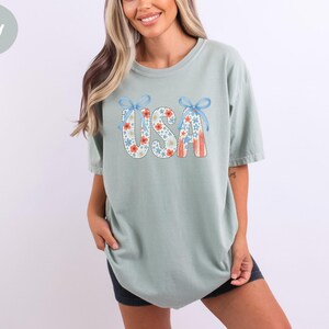 Comfort Colors Patriotic Dad Shirt: Floral USA Flag, 4th of July Tee