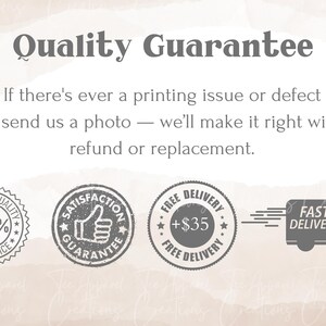 a sign that says quality guarantee if there's ever a printing issue or defect