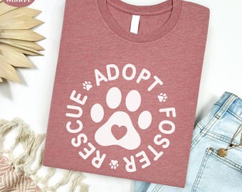 Rescue Adopt Foster Shirt: Paw Print Cotton Blend Tee