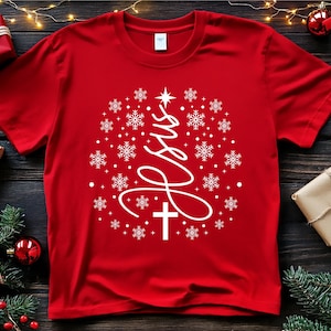 Religious Christmas T-Shirt, Christian Christmas Tree Tee, Jesus Nativity Shirt, Faith Holiday Graphic Tee, Bible Verse Christmas Shirt