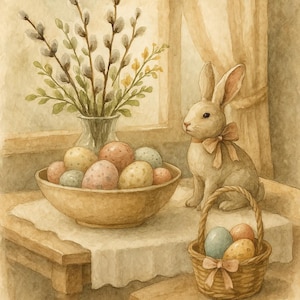 Easter charme Set di Illustrazioni dallo stile Retrò