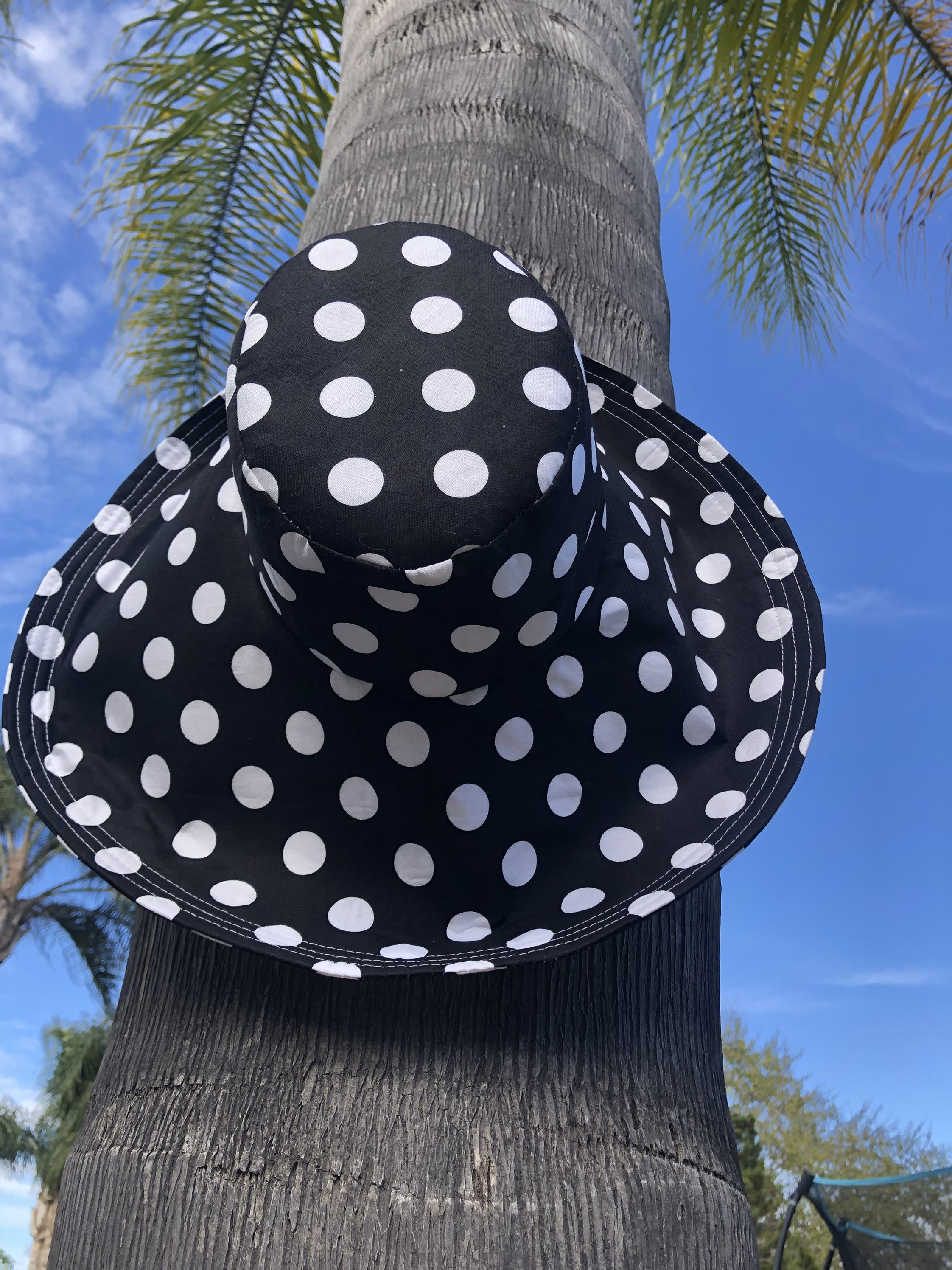 Black Polka Dot Wide Brim Sun Hat, Freckles California - Etsy