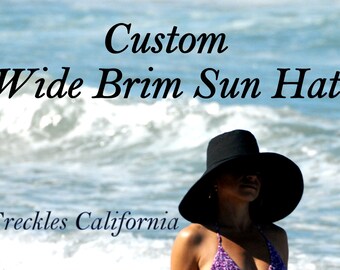 Extra Large Sun Hat. Made to Order Wide Brim hat  Select Color and Size from Small to Extra Large Head by  Freckles California