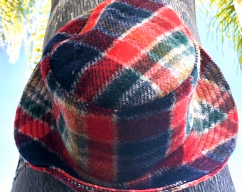 Bucket Hat Women, Emily in Paris Look, Wool Winter Hat, Plaid fashion, CUSTOM HAT, Freckles California
