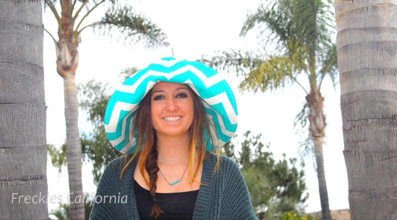 Chapeau de soleil à large bord personnalisé, sélectionnez votre taille chapeau à bord large, chapeau de soleil pour femmes, chapeau de soleil turquoise Beach à large bord taches de rousseur Californie image 2