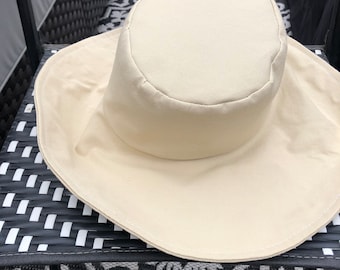 Tan Wide Brim Hat, Pick Your Size, Foldable Hat, Travel Sun Hat by Freckles California