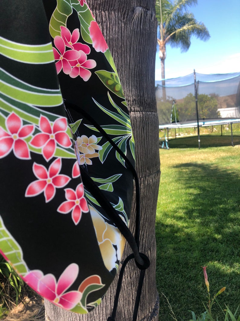 Black Floral sunhat with Ties, Vibrant pink flowers wide Brim Sun Hat, Foldable Summer Hat, Gift for Her Freckles California image 6