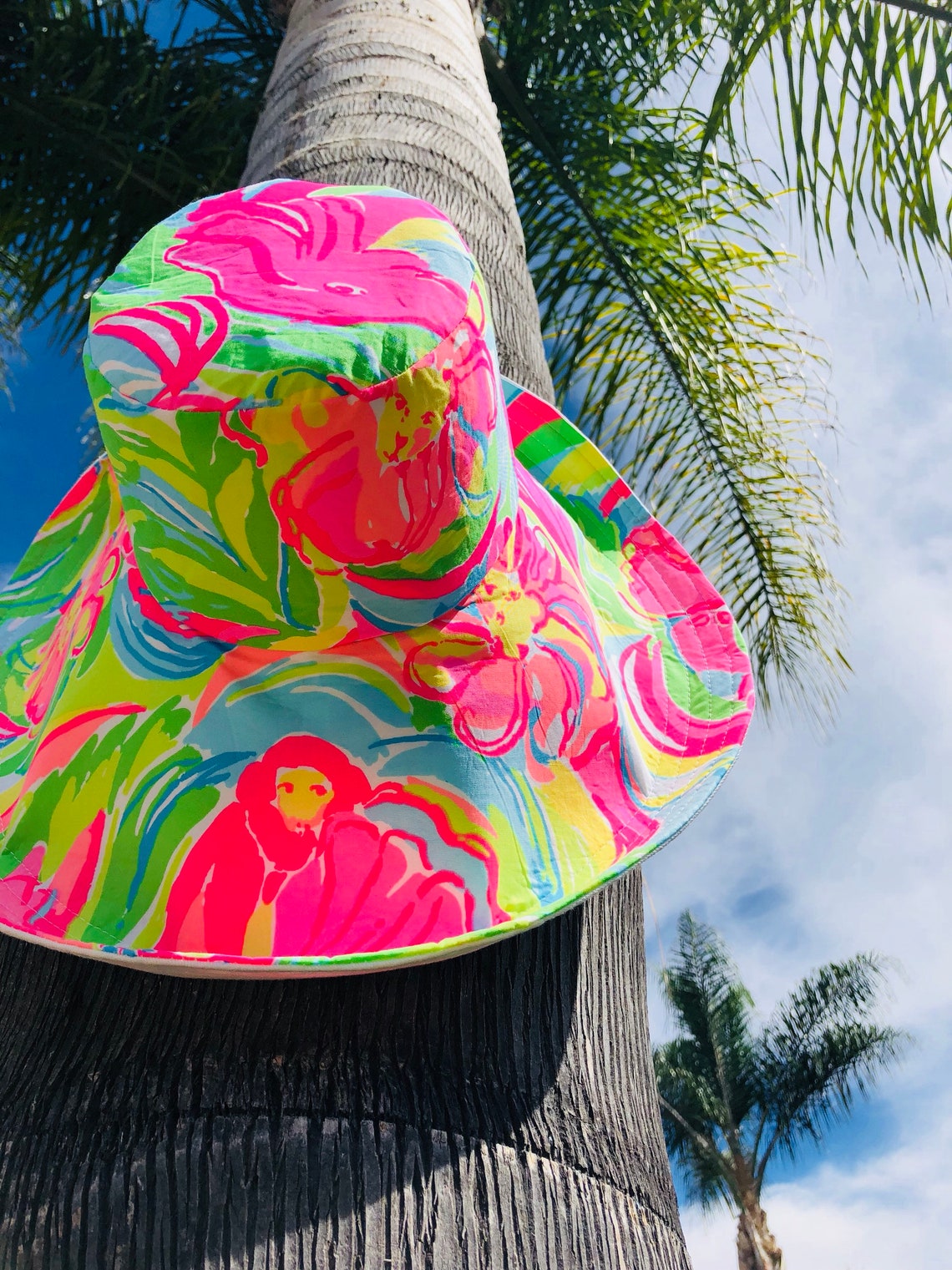 Neon Fashion Wide Brim Hat Floral Sunhat Big Beach Sun Hat Etsy
