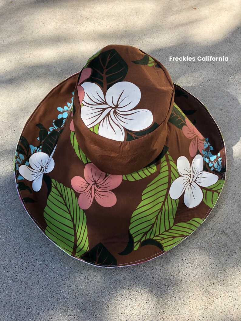 Hawaiian print Sun Hat Women Wide Brim Hat Tropical Sunhat Etsy