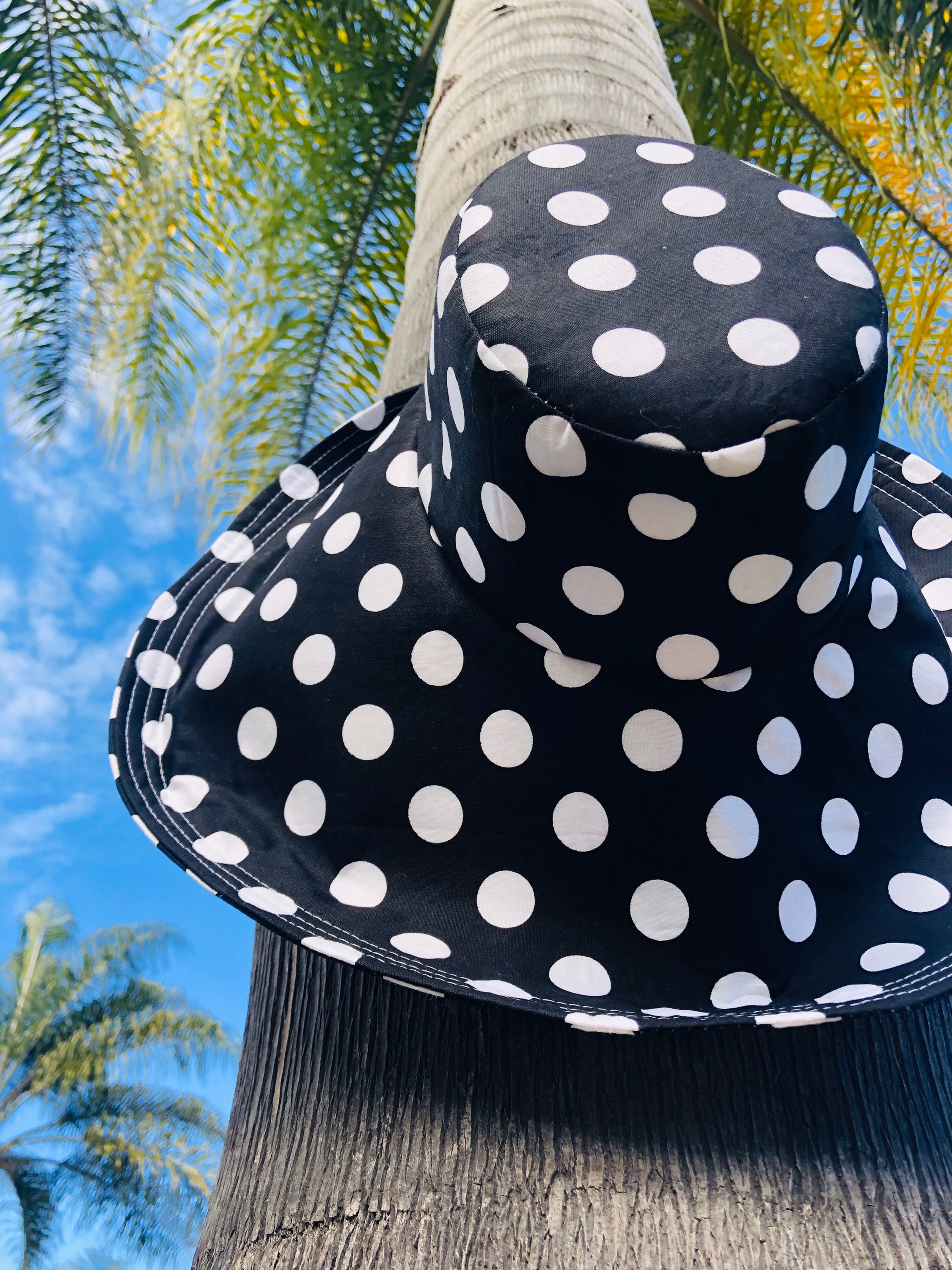 Black Wide Brim Black Veil Polka Dot Floppy Summer Straw Hat NEW Straw Polka Dot Hat - Etsy UK main image 4