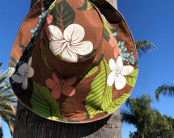 Floral print Sun Hat Women, Brown Hat, Summer Hat, Birthday Gift for her Freckles California